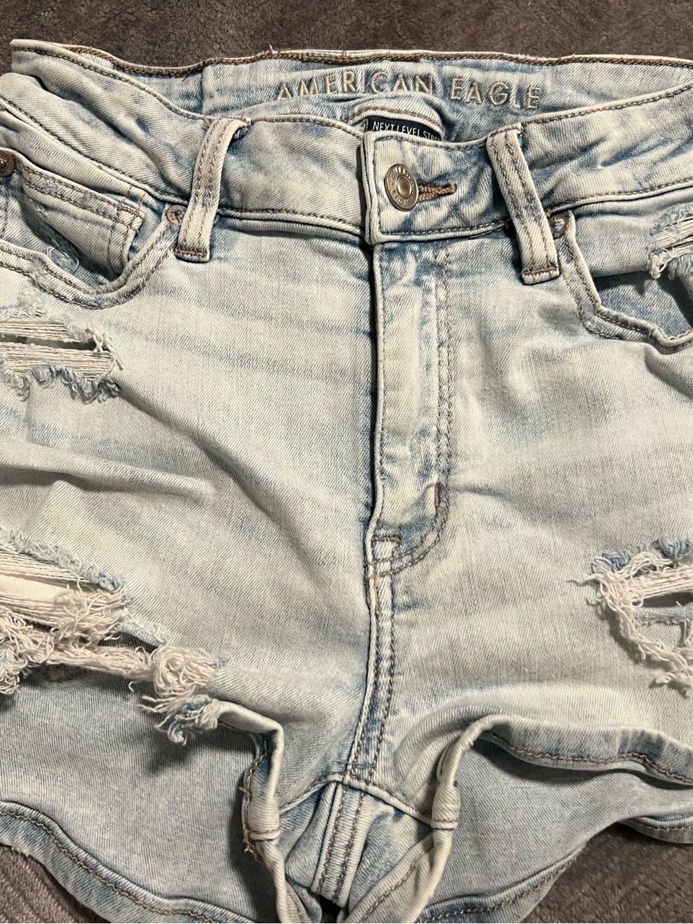 American Eagle Outfitters Light Wash Distressed Denim Jean Shorts